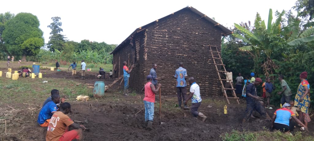 Completed wall sections on the ECD classroom block