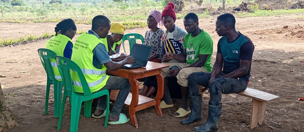 Community members gathering for registration